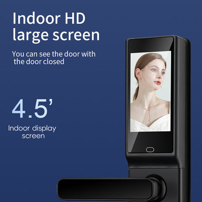 Qleung S819-2Max Smart Door Lock With Card Key Code Fingerprint Recognition Video Calling For Home Apartment For Wooden Door