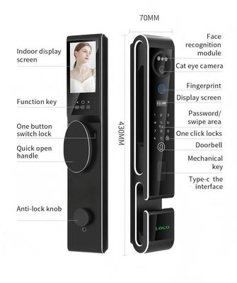 Qleung S666 Smart Door Lock with 40-110mm Door Thickness 7.4V 5000mAh Rechargeable Battery and 2 Years Warranty