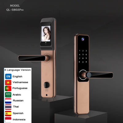 Smart Life Zamek odcisków palców Czerwony Brązowy Tuya Video Smart Lock