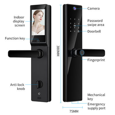 Qleung Tuya Wifi Remote Control HD Kamera Video Intercom Odciski palców Karta Kodowa Klucz S819-2Max Smart Home Door Lock