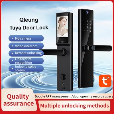 Qleung Video Calling Camera Wifi Odcisk palca Kod Klucz Karta Tuya Zamek drzwi do domu Hotelu