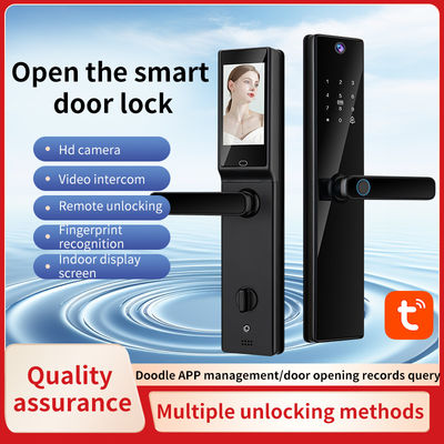 Automatyczne połączenia wideo Tuya Wifi App Rozpoznanie odcisków palców Kod karty kluczowej S819-2MAX Smart Door Lock for Home Hotel Apartment